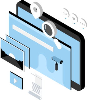 Arte vettoriale che rappresenta le azioni di marketing per un sito e-commerce