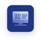 Icona di un computer desktop per navigazione e-commerce