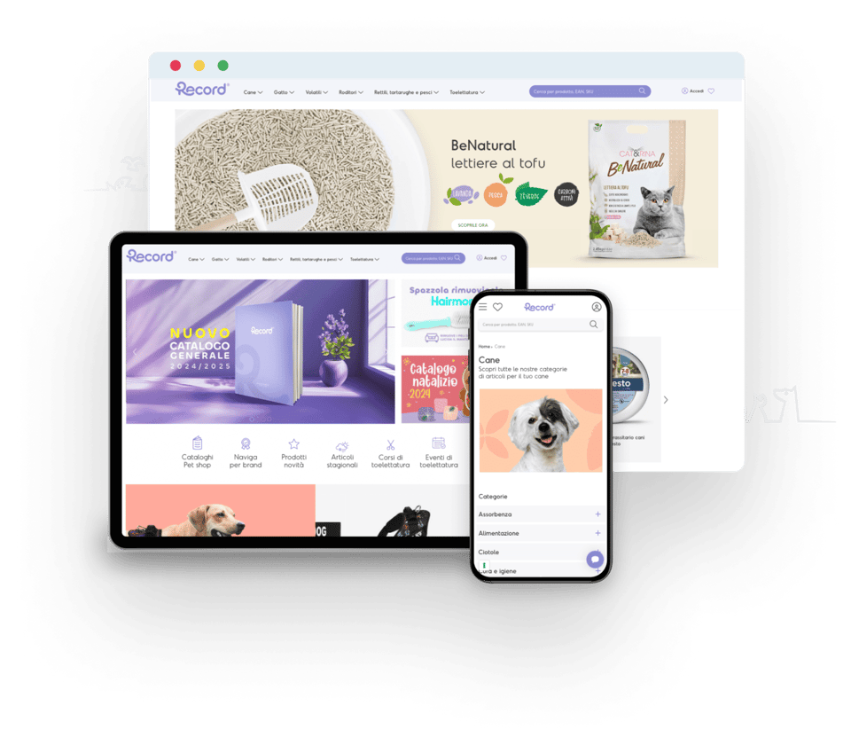 sito web di Recordit visualizzato su desktop, iPad e formato mobile