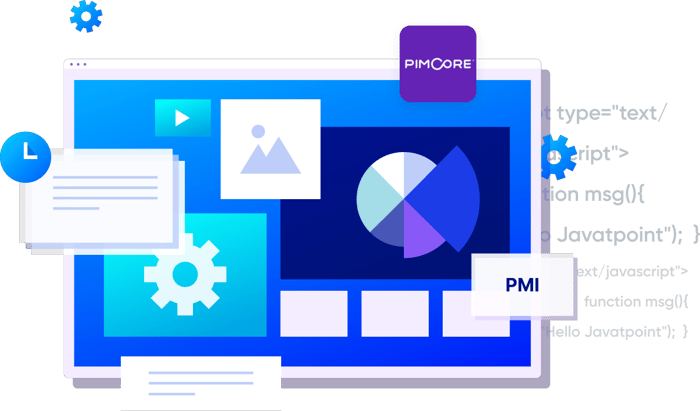 Arte vettoriale che rappresenta un sito web PimCore
