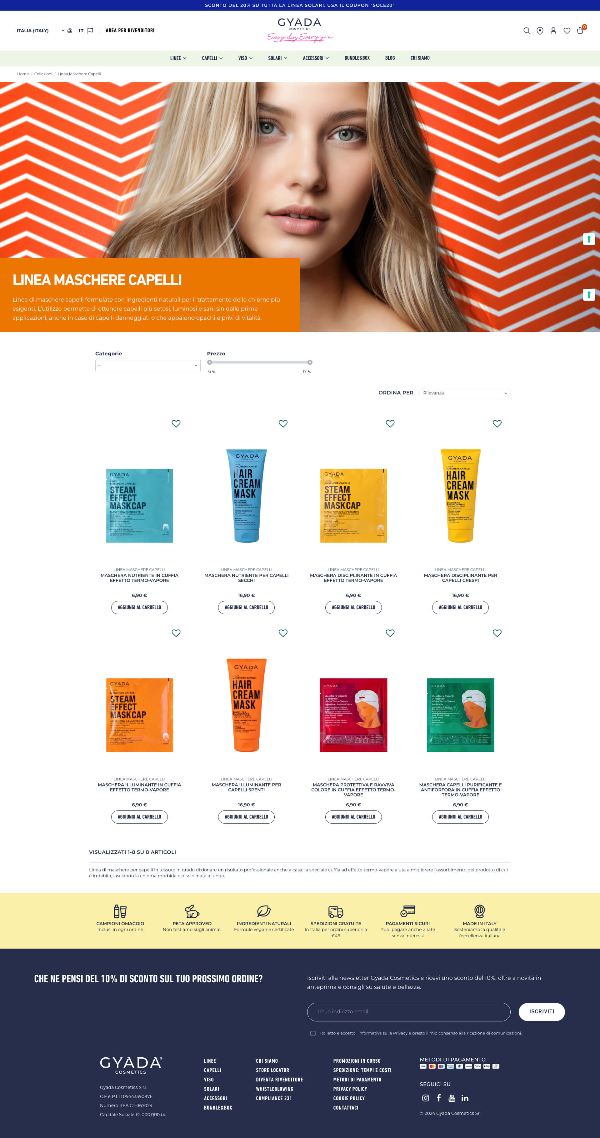 Pagina categoria dello shop Gyada su desktop