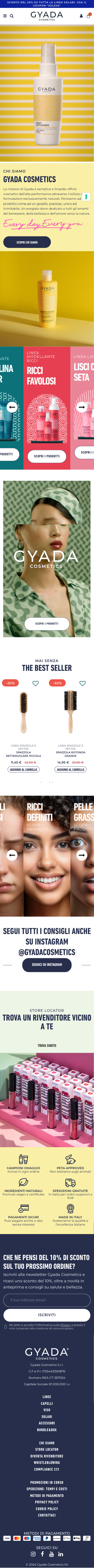 Homepage Gyada su smartphone