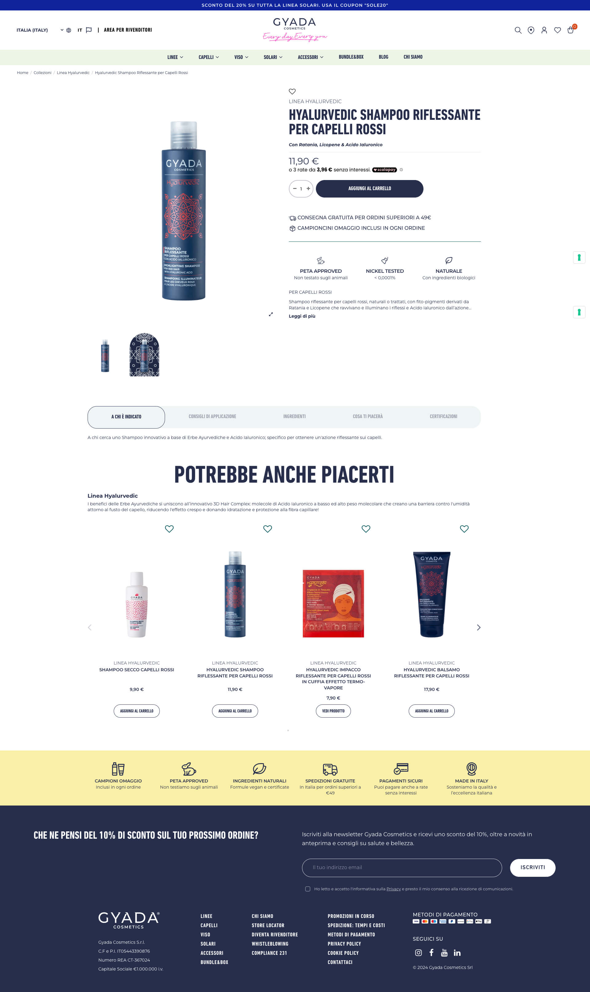 Pagina prodotto dello shop Gyada su desktop