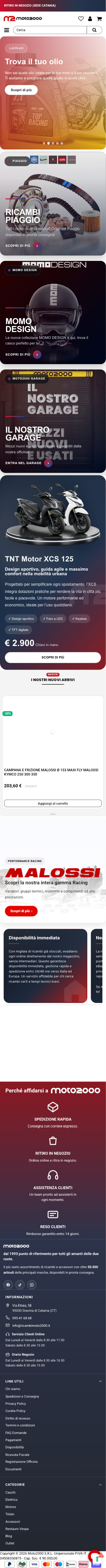 Homepage Ricambimoto2000 su smartphone