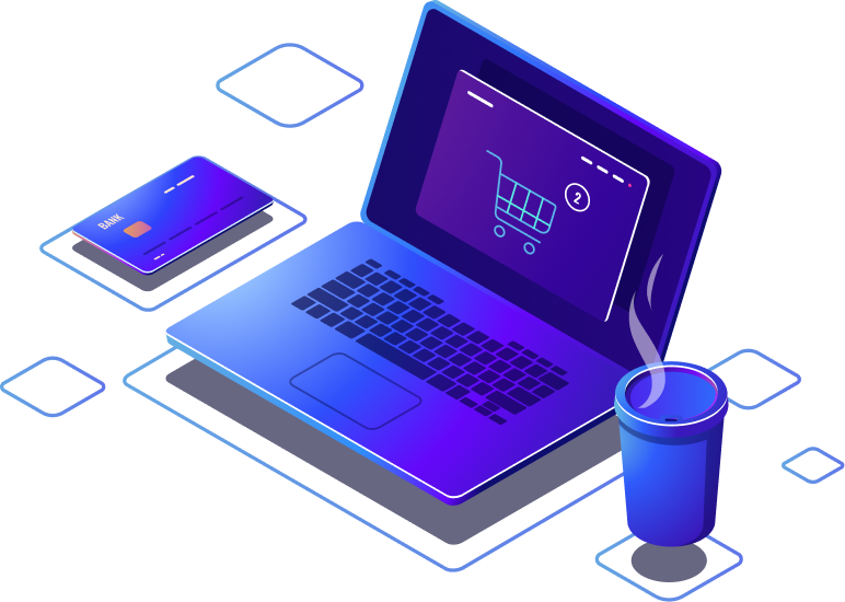 Immagine di un notebook e una carta di credito in stile vettoriale