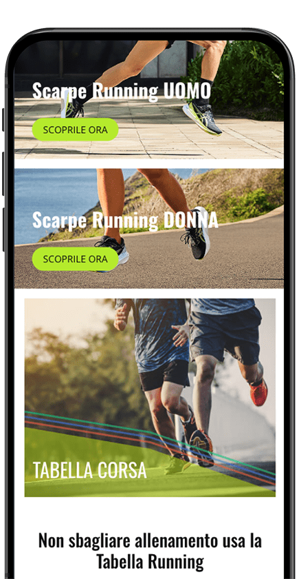 Immagine della homepage del sito YesWeRun in formato mobile