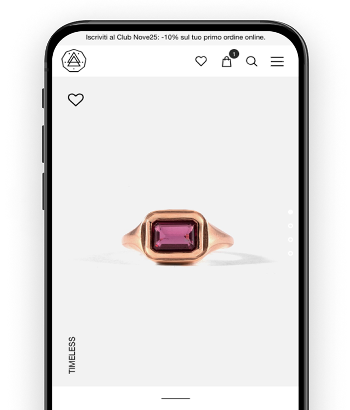 Immagine della pagina prodotto del sito Nove25 in formato mobile