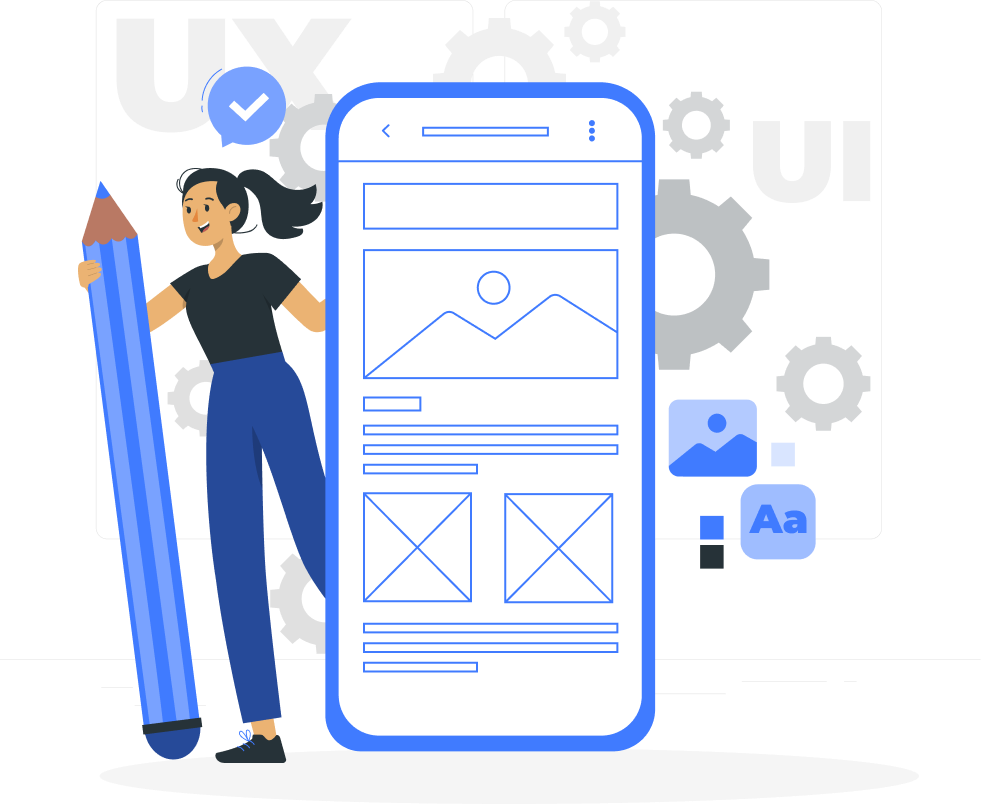 Arte vettoriale che rappresenta studio grafico personalizzato UX Design