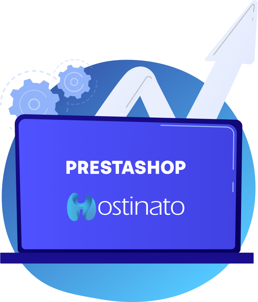 Arte vettoriale che rappresenta sito e-commerce Prestashop sviluppato da Hostinato